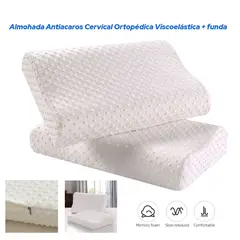 HOLGU - Almohada Antiacaros Cervical Ortopédica Viscoelástica funda