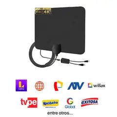 GENERICO - Antena Digital Tv Tdt Canales Hd Ultra Plana Con Amplificador