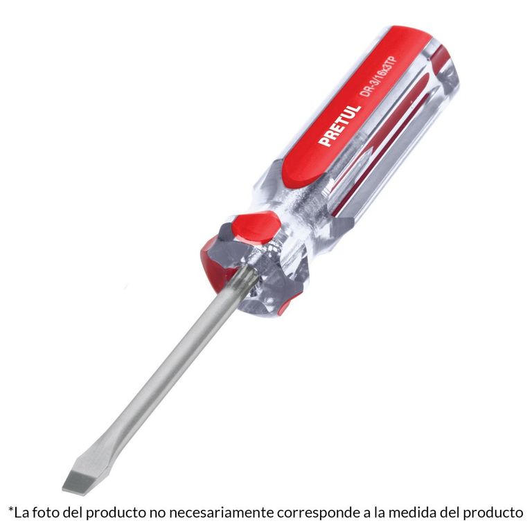 Desarmador Plano 1/4" x 8" Mango PVC 21460 - Rojo