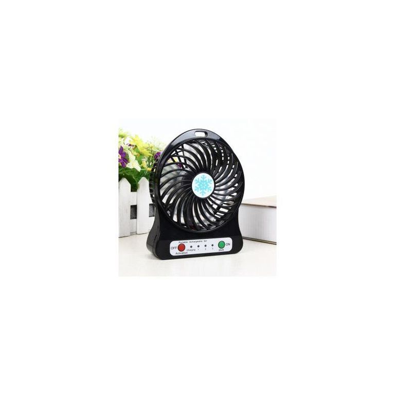Ventilador portatil recargable usb 3 velocidades y luz led