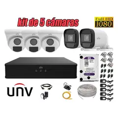 UNIVIEW - CÁMARAS SEGURIDAD KIT 5 FULL HD 2MP + DISCO 4TB COMPLETO