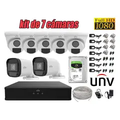 UNIVIEW - CÁMARAS SEGURIDAD KIT 7 FULL HD 2MP + DISCO 2TB COMPLETO