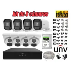 UNIVIEW - CÁMARAS SEGURIDAD KIT 8 FULL HD 2MP + DISCO 2TB COMPLETO
