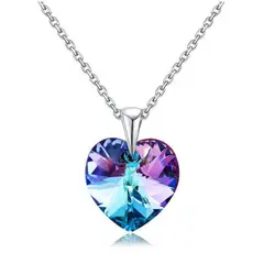 SIFRAH SHOP - Collar de Acero para Mujer con Cristal Swarovski Corazón Lila