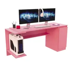 MOVENDA - Escritorio Gamer NR 02 167cm 1 Puerta Rosado