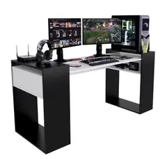 MOVENDA - Escritorio Gamer NR 04 180cm Negro con Blanco