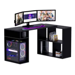 MOVENDA - Escritorio Gamer en L 133x80cm NR 11 Negro