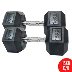 XTREME SPORT - Mancuernas Hexagonales 15kg Pesas de Goma x2
