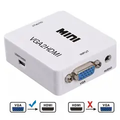 GENERICO - Convertidor VGA a HDMI + Entrada Audio, Mini Adaptador
