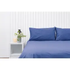 COBITEX HOME - Fundas De Almohada Lisas Azul Acero 2 Plazas 100% Algodón