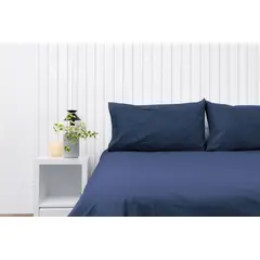 COBITEX HOME - Fundas De Almohada Lisas Azul Marino King 100 Algodón