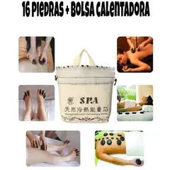GENERICO - 16 piedras masajeadoras + bolsa calentadora de piedras volcánicas