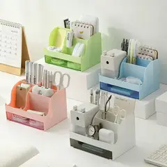 GENERICO - Organizador para escritorio c cajón+soporte de telf-colores stickers