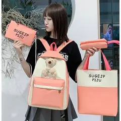GENERICO - Mochila kawaii set de 4 piezas con accesorios coreana.