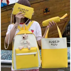 GENERICO - Mochila kawaii set de 4 piezas con accesorios coreana.