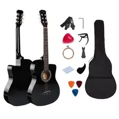 GENERICO - KIT DE GUITARRA COLOR NEGRO ACUSTICA CON ACCESORIOS