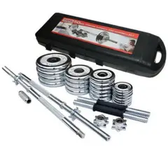 HOLGU - Set de pesas de 50kg - cromadas barra de 150cm