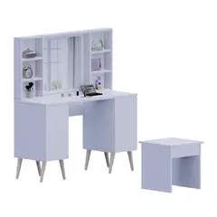 MOVENDA - Tocador Zafiro con Espejo y Banqueta 2 Puertas Blanco