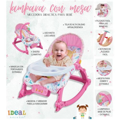 Mecedora para bebé con vibración flores lampara