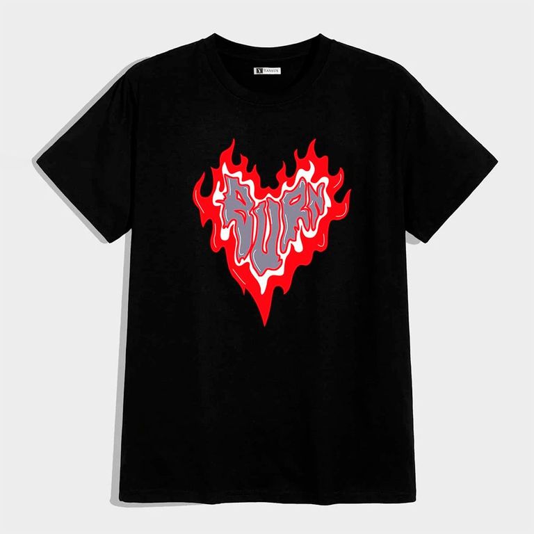 Polo Negro Hombre Camiseta Estampado Corazon