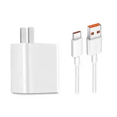 GENERICO - Cargador 67W y Cable tipo C Naranja Carga Ràpida Blanco