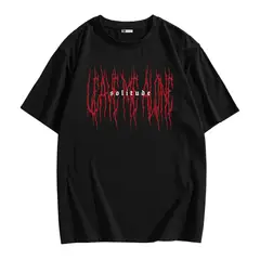 YANSUS - Polo Hombre Negro Camiseta estampado solitude