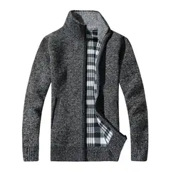 VATYERTY - Abrigo de rebeca suéter grueso de los hombres -gris oscuro