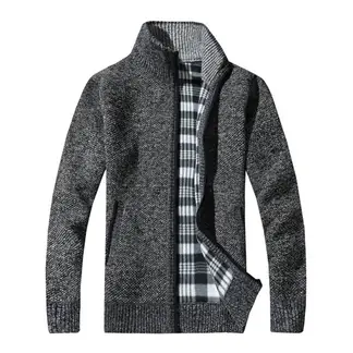 VATYERTY - Abrigo de rebeca suéter grueso de los hombres -gris oscuro