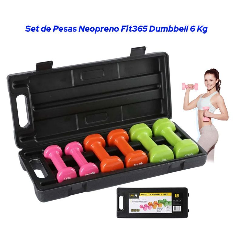 Set de Pesas Neopreno Fit365 Dumbbell 6 Kg.