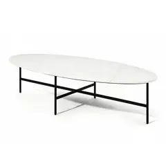 DECOR MESAS - Mesa de Centro Oval - Mármol con estructura metálica
