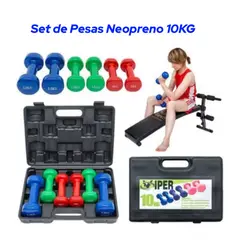 GENERICO - Set de Pesas Neopreno 10KG maletin importado