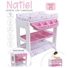 EBABY - Bañera cambiador natiel rosado con llantas