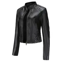 BLWOENS - Chaqueta tipo cuero de las mujeres-negro