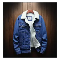 VATYERTY - Abrigo de jean con relleno para hombres-azul