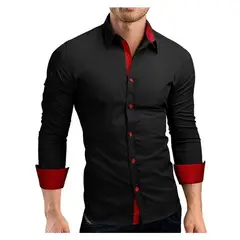 VATYERTY - Camisas de manga larga casual slim camisa de vestir hombres.