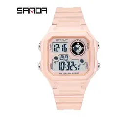 VATYERTY - Sanda 418 reloj deportivo cuadrado resistente al agua hombre rosado