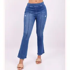 BENCUS JEANS - Conjunto Jeans Mujer Pantalón Acampanado y Top