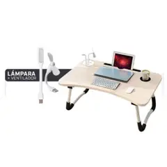 GENERICO - Mesa plegable para laptop con 4 puertos usb + ventilador BEIGE