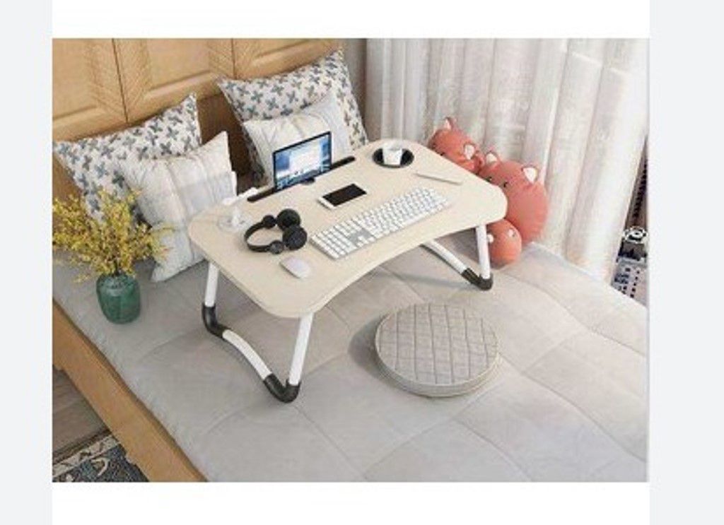 Mesa plegable para laptop con 4 puertos usb + ventilador BEIGE