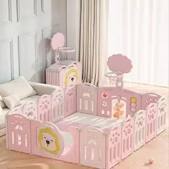 GENERICO - CORRAL CORRALITO INFANTIL PLEGABLE LEONCITO COLOR ROSADO 150x180MTS