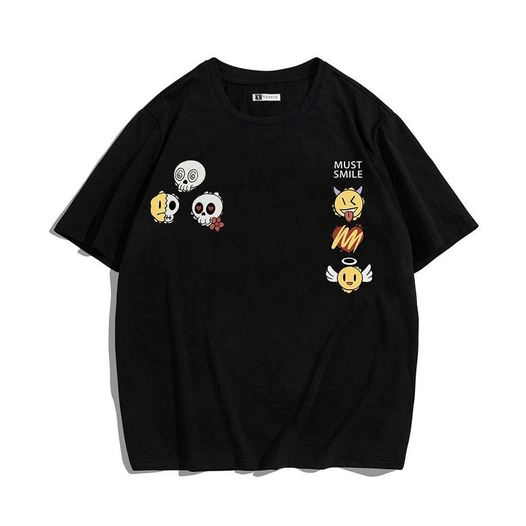 Polo Negro Manga Corta Estampado