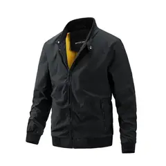 GENERICO - Chaqueta de hombres bombardero hombres casuales-negro