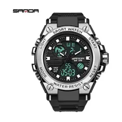 VATYERTY - Sanda 739 reloj deportivo impermeable multifuncional hombres plata