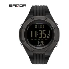 VATYERTY - Sanda 6093 reloj multifunción octogonal a prueba de agua hombre negro