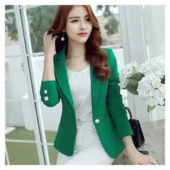 VATYERTY - Blazers de oficina de manga larga con un solo botón delgado para mujer