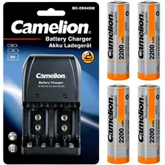 CAMELION - Cargador + 4 pilas de 2200mah