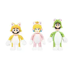 JAKKS PACIFIC - Set x3 Mario Bros Luigi y Princesa Peach 4" vestimenta gatos