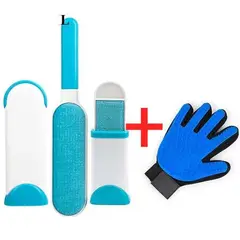 OEM - Pack Cepillo y Guante Saca Pelo Pelusa Mascotas Perros Gatos