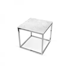 DECOR MESAS - Mesa Lateral Cubo Silvery - Mármol