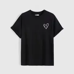 YANSUS - Polo Hombre Negro Corazon